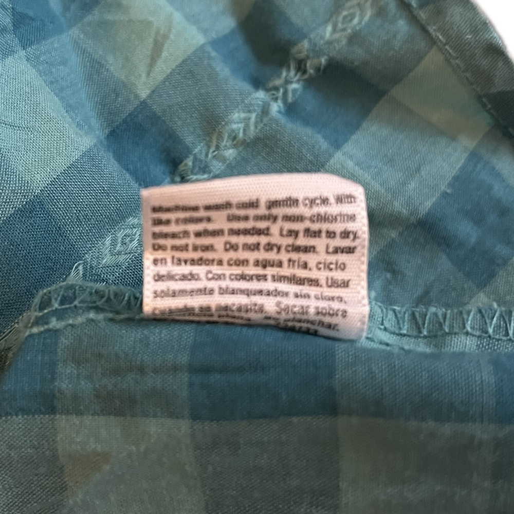 a.n.a Teal & Blue Green Checkered Snap Button-Down Country Western Shirt - Picture 5 of 12